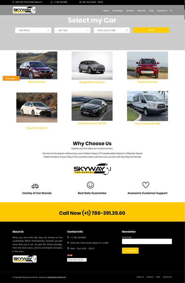 skyway car rentald diseño web wordpress